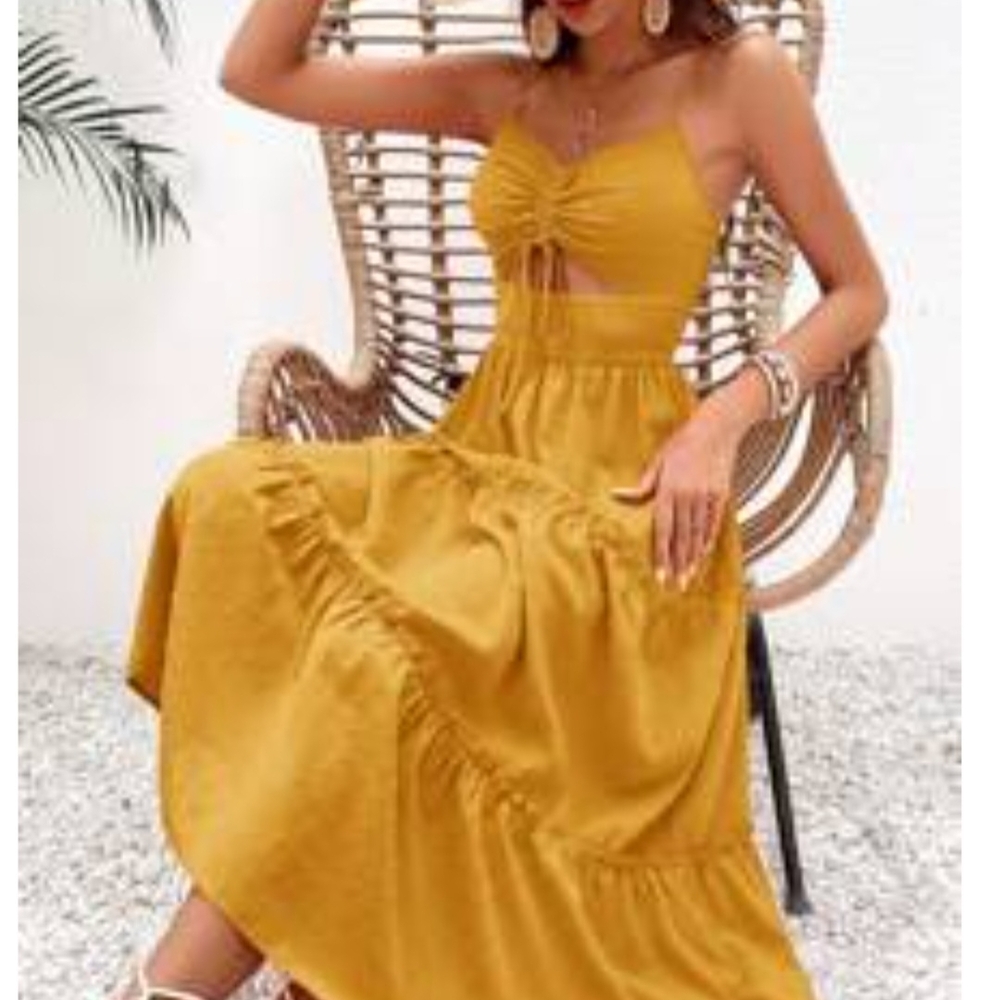 NWT Elegant Mustard Yellow Maxi Dress